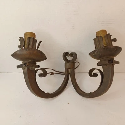 Gothic Looking Brace Wall Sconce Two Arm Vintage Light Fixture  - Image 1 of 4