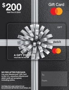 $200 Mastercard Gift Card (plus $6.95 Purchase Fee) - Picture 1 of 2