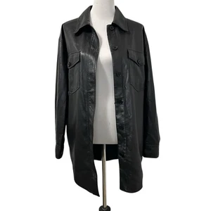 Aritzia Wilfred The Ganna Vegan Leather Shirt Jacket Shacket Gr. Medium Black - Bild 1 von 12