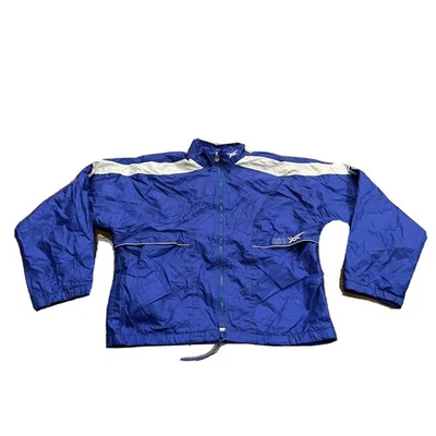 Vintage 90s Asics Windbreaker Mens Blue Full Zip Track Jacket Size L LARGE - Image 1 of 4