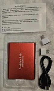 1TB-3CD SSD Festplatte Typ-C kommt komplett mit Kabel niedrige Öffnung rot 2025 - Bild 1 von 3