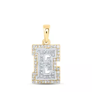 10K Two-tone Gold Womens Round Diamond E Initial Letter Pendant 1/5 Cttw - Picture 1 of 2