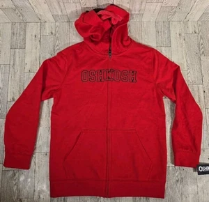OshKosh Hoodie 10 Boys Red Full Zip Up Sweatshirt Front Pockets NEW - Picture 1 of 11