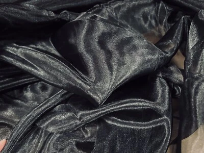 Crystal Organza Lightweight Woven Shimmer Fabric, Per Metre - Plain- Black - Image 1 of 4