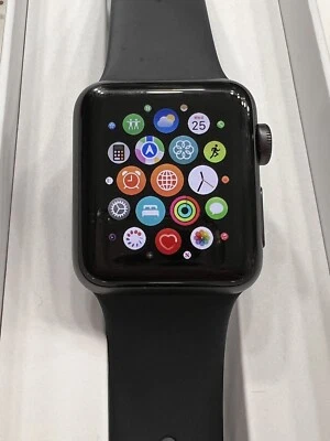 Apple Watch Series 3 38mm Space Gray Aluminum Case with Black Sport Band... - Image 1 of 3