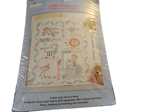 Bucilla Stamped Baby Child Quilt Top "Little Explorer" to Stitch #HDWM45864 - Picture 1 of 9