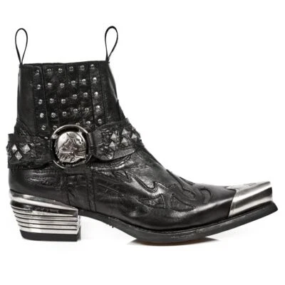 New Rock 7950P-S1 Black Cowboy Metal Toe Boots - Image 1 of 4