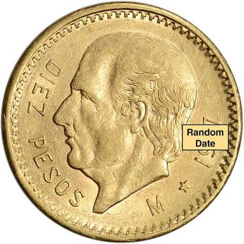 Mexico Gold 10 Pesos - XF/AU - Random Date - 0.2411 oz Cover