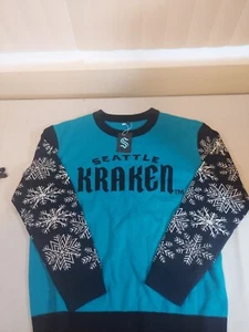 Seattle Kraken Sweater XL Pullover With Snowflakes on Sleeve NHL EUC - Picture 1 of 3