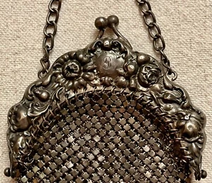 Antica borsa e cornice in argento sterling incisa "B", datata 1902 splendida! - Foto 1 di 23