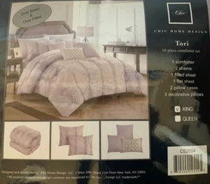 Chic Home Design Tori 10-Piece Comforter Set in Lavender / Lilac King Over Sized - Picture 1 of 8