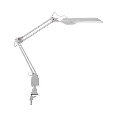lampada da scrivania tavolo led con braccio e morsetto studio 4,8 watt bianco - Immagine 1 di 4