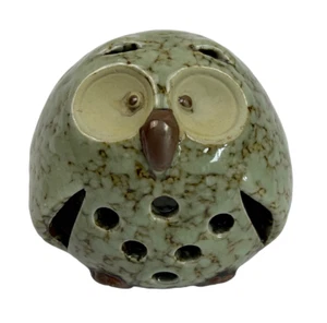 Owl Tea Light Votive Holder Grey Speckle Glazed Ceramic 9cm (H) x 9cm (W) - Picture 1 of 8