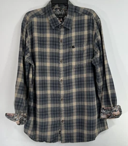 PLADRA Flannel Shirt Men's XL Gray Plaid Forest Trees Bucks Flip Cuff - Bild 1 von 9