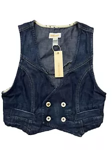 DIESEL Ladies Sleeveless Double-breasted Blue Jeans Denim Short Vest Waistcoat S - Picture 1 of 3