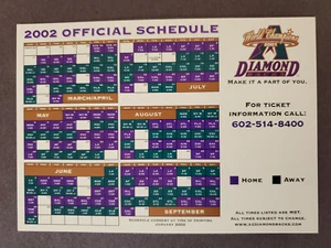 2002 Diamondbacks Postkarten Spielplan - Johnson & Schilling Serie Champion - NEU - Bild 1 von 2