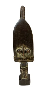African Ghana Wood and Metal Statue Hand Carved Figure Tribal Art 13.5 Inches - Picture 1 of 14