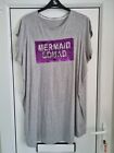 George Pale Grey Nightshirt, &#39;Mermaid Squad&#39; Graphic to Front, Size 24/26, VGC