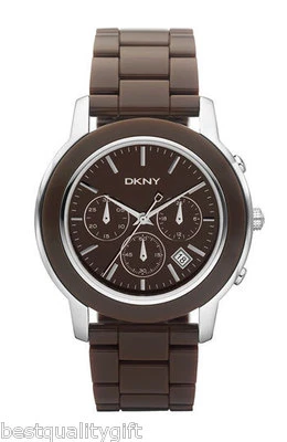 RELOJ CRONÓGRAFO CORREA ACRÍLICA MARRÓN DKNY NUEVO-NY8357 Foto 1 de 2