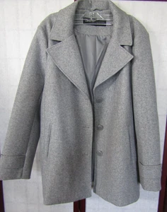 Marc New York Andrew Marc 100% Polyester Gray Button Front Women's Coat Size L - Picture 1 of 5