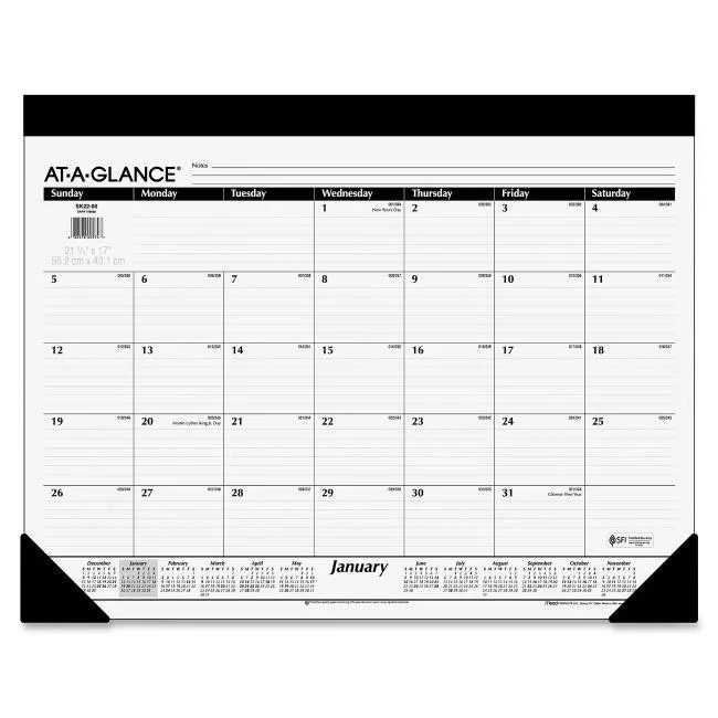 De un vistazo AAGSK2200 22 x 17 pulgadas Almohadilla de escritorio mensual calendario 12 meses Foto 1 de 1