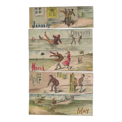 11 Alden Fruit Vinegar Victorian Calendar Trade Cards Missing November Rare Lot - Image 1 of 4