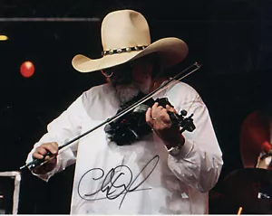 CHARLIE DANIELS HAND SIGNED 8x10 COLOR PHOTO+COA AMAZING POSE WITH FIDDLE - Picture 1 of 1