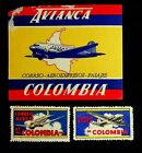 Kolumbia Avianca Label + Correo Aero De Colombia Reklamemarke Plakat Znaczki