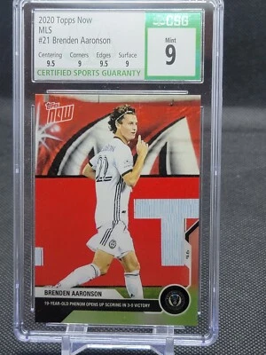 2020 Topps Now MLS #21 Brenden Aaronson First Card CSG 9 Print Run of 849 - Image 1 of 2
