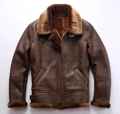 New Men's RAF Aviator Real Leather Jacket Coat B3 Bomber Sheep Skin Pilot Flying - Image 1 of 4