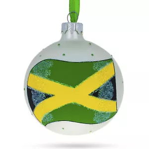 Flag of Jamaica Glass Ball Christmas Ornament 3.25 Inches - Picture 1 of 4
