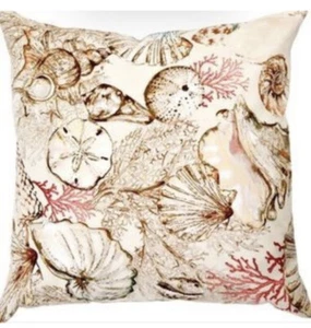 Pottery Barn Euro Pillow Cover Seashell Shell Coral Natuical Coastal 24" Neutral - Picture 1 of 22