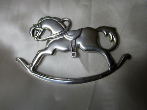 Vintage Reed & Barton Sterling Silver Rocking Horse Christmas Ornament