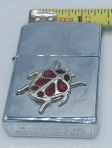 Rare Ruby Red Swarovski Crystal Ladybug Polished Chrome Zippo Lighter Tested - Picture 1 of 7