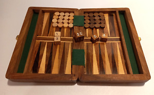 Small Wood Travel Backgammon Set