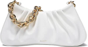 Shoulder Bag for Women,Small Leather Handbag Purse,Gold Chain Clutch White - Picture 1 of 8