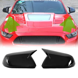 Mirror Cover Assemblies For 2015-21 Ford Mustang W/o Turn Signal Glossy Black - Picture 1 of 9