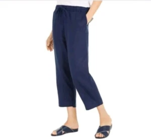 Charter Club Women's Linen Capri Tie-Waist Pants Intrepid Blue SZ XL - Picture 1 of 3