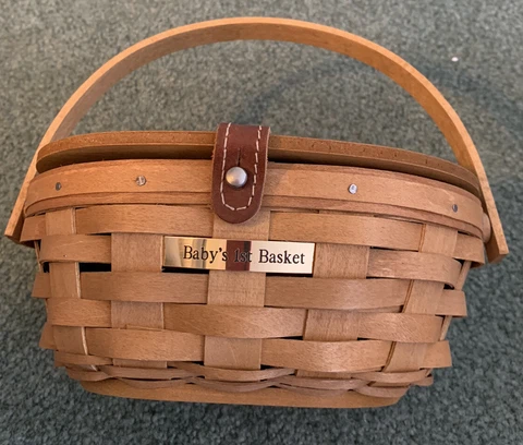 2008 Longaberger Oval Kiddie Purse w/ Swinging Handle “BABY’s FIRST BASKET”  TAG Cover