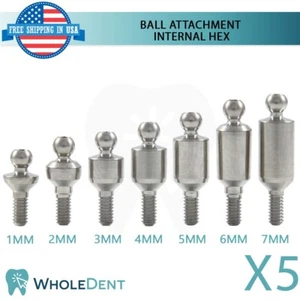 5x Ball Overdenture Attachment Abutment Removable Dental Instrument Int Hex - Picture 1 of 3