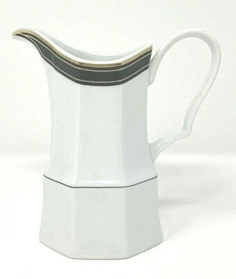 Christopher Stuart Black Dress Creamer Fine China White Black Gold Y0009 - Image 1 of 4
