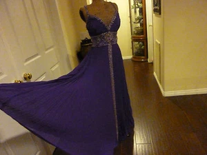 Stunning Beaded Purple Accordion pleated Prom Gown -Pageant -bridesmaid dress - Picture 1 of 8