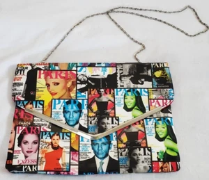 Olivia Miller Paris Cover Magazines Shoulder Handbag Clutch W Chain Snap Closure - Picture 1 of 13