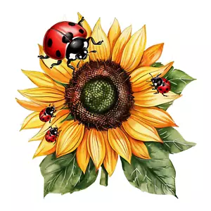 Wandtattoo Aufkleber Marienkäfer mit Sonnenblume Wandaufkleber 18X18 cm Groß - Bild 1 von 1