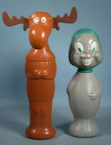 1960s Rocky the Flying Squirrel & Bullwinkle Moose Soaky Figural Soap Containers - Picture 1 of 6