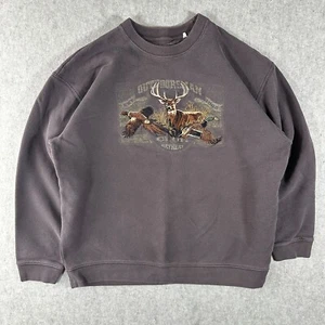 Croft and Barrow Men's Embroidered Deer Duck Sweatshirt Brown Crewneck - Picture 1 of 8