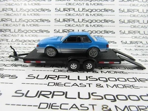 Maisto Muscle 1:64 LOOSE Blue & Silver 1988 FORD MUSTANG LX Coupe w/Car Trailer - Picture 1 of 9