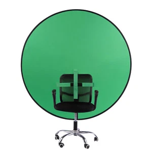 59" Green Round Screen Webcam Background Collapsible Photography Streaming - Picture 1 of 13