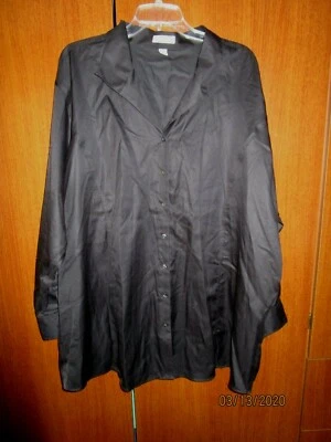 Red House Black Long Sleeve Blouse Sz 2X 100% Cotton Bust 58 Length 32.5 inches  - Image 1 of 4