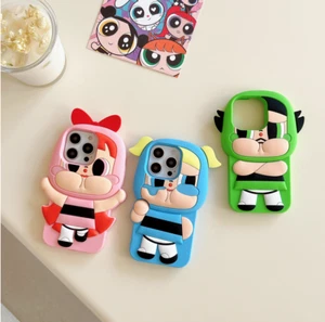 3D Cute Powerpuff Case For iPhone 16 15 Pro Max 14 13 Girls Shockproof Silicone - Picture 1 of 17